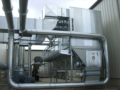Nordfab duct pipe shown installed at an industrial facility to ensure the dust collection system operates efficiently and effectively.