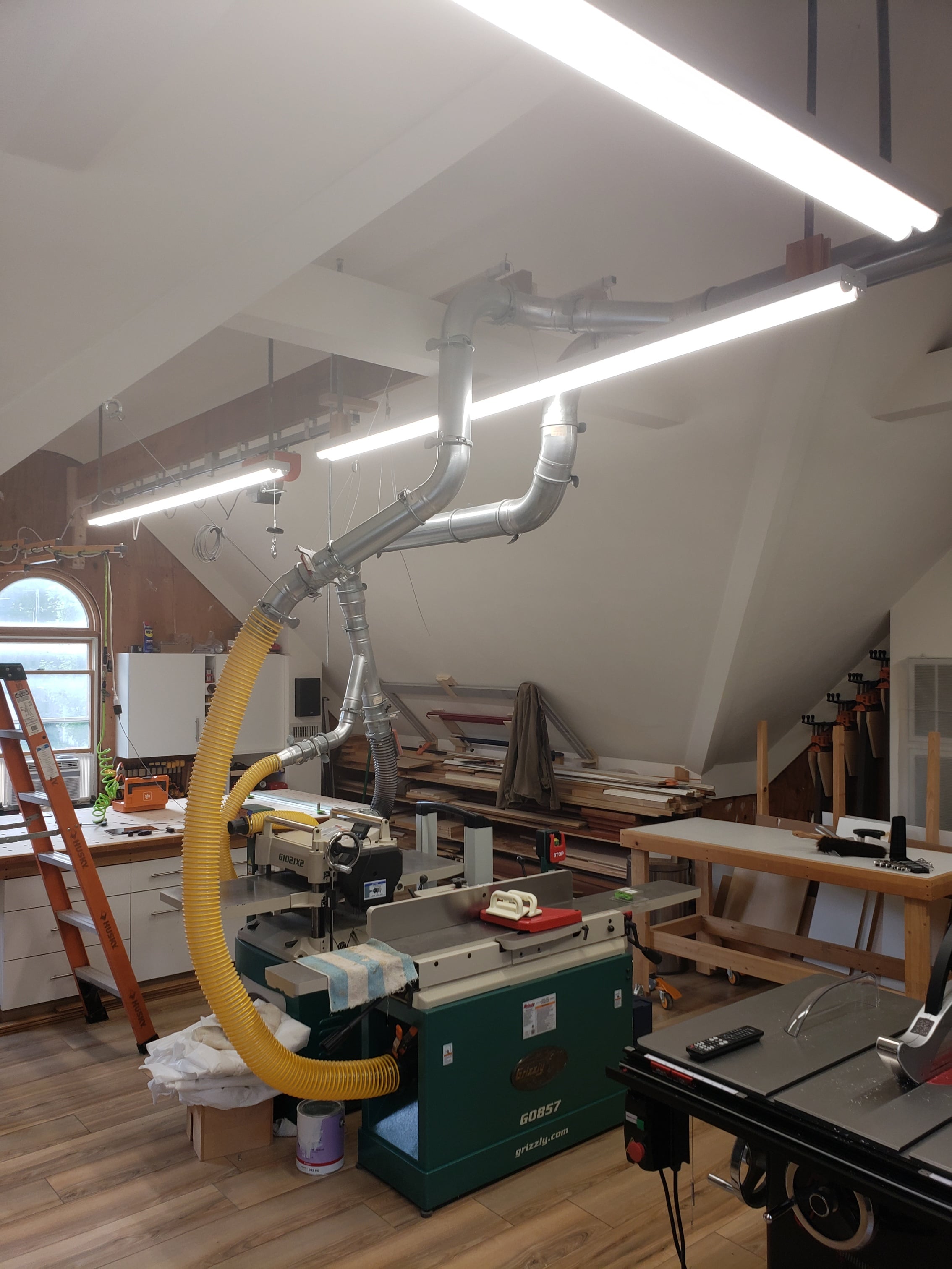 Nordfab Slip-Fit ducting components installed in a workshop exhaust system
